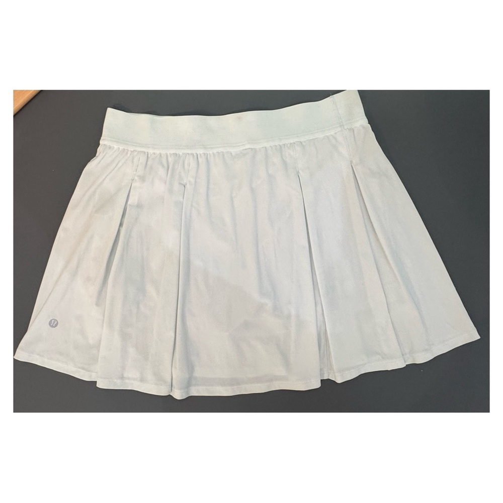 Women's Lululemon White Tennis Skirt, 16.5” long. Inner shorts. Price is firm